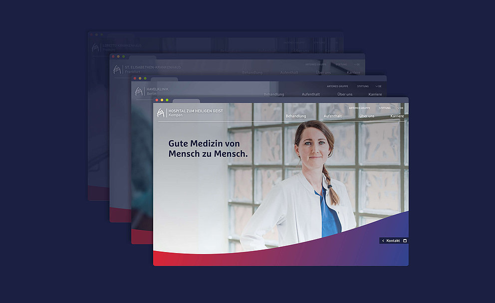 Die Startseiten einiger Klinik-Websites